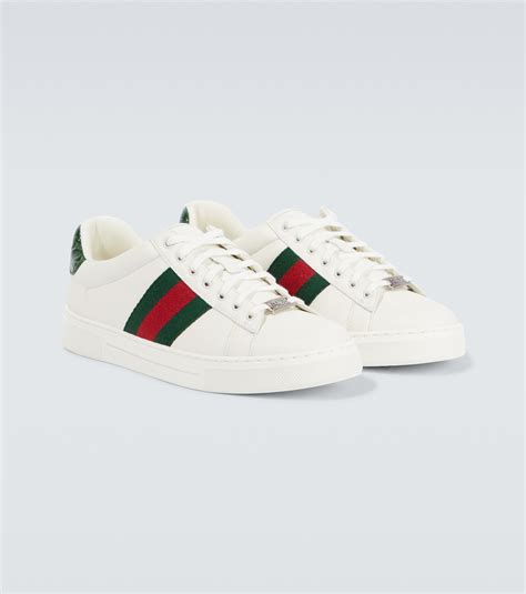 gucci web striped leather sneakers|authentic Gucci sneakers for men.